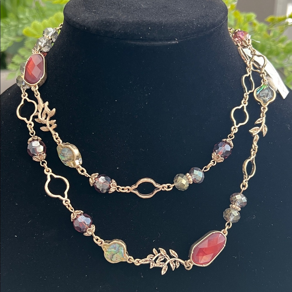 NWT Multi color LONNA & LILLY 2 in 1 Gold-Tone Stone & Bead necklace